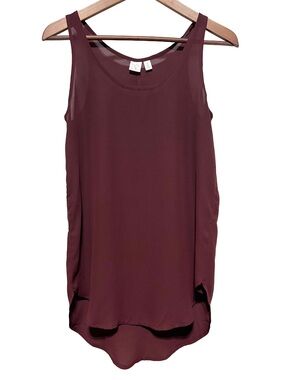 BP Burgundy Sheer High Low Tank Blouse XS Layered Office Balletcore